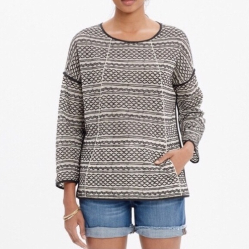 MADEWELL TIDAL WAVE  EMBROIDERED JACQUARD  PULLOVER SHIRT MED